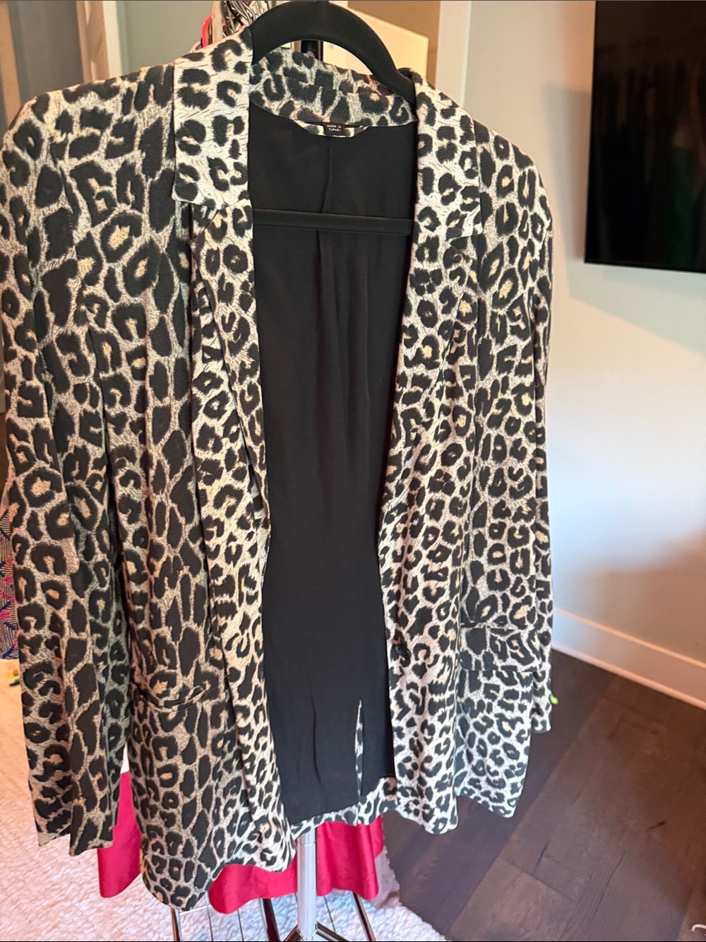 AllSaints Leopard Print Open-Front Cardigan - Black & Cream